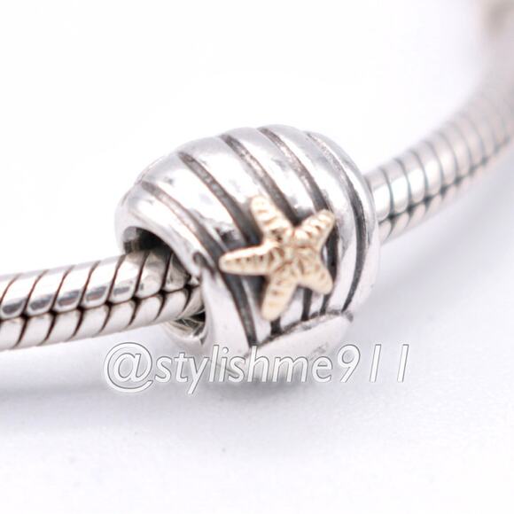 Authentic PANDORA Sea Shell Charm with 14K Gold - 790249 - Picture 3 of 13